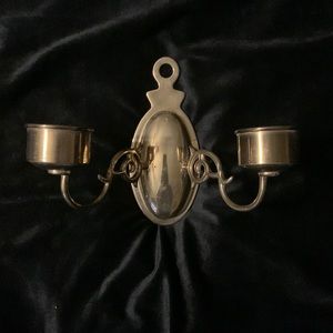 Antique brass dual candle holder